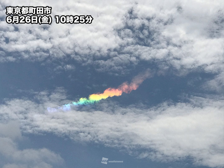 日承現象俗稱「火彩虹」，為日暈的一種。（圖擷取自日本氣象新聞公司網站） 圖：擷取自日本氣象新聞公司網站