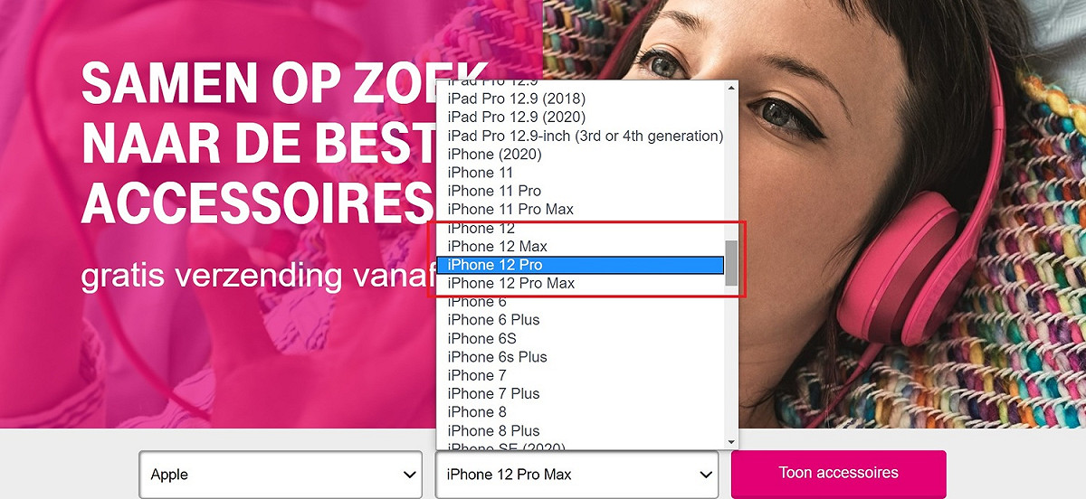 跨國電信公司T-Mobile在官網上率先曝光了專為iPhone 12系列打造的透明手機套。 圖：截取自T-Mobile官網