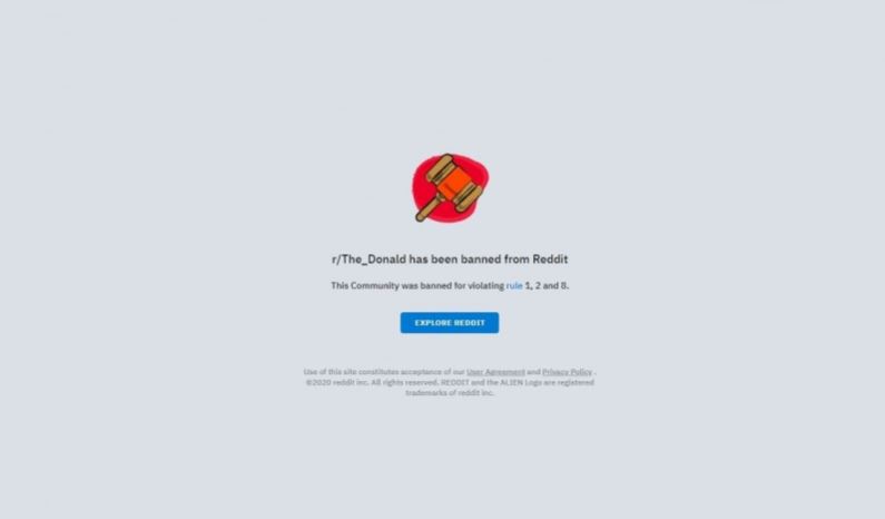 美國最大論壇Reddit封鎖了支持美國總統川普的「川普板」（The_Donald）。 圖：截取自Reddit