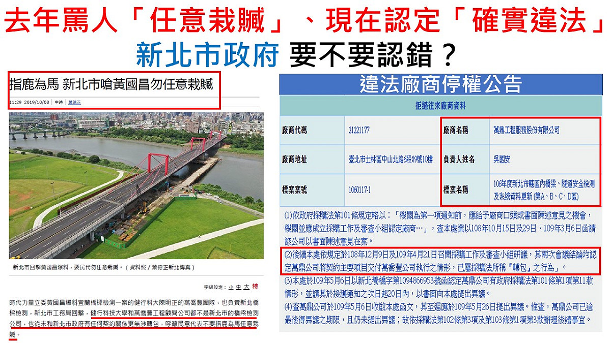 黃國昌對於新北市府的不滿 圖：翻攝自黃國昌/臉書