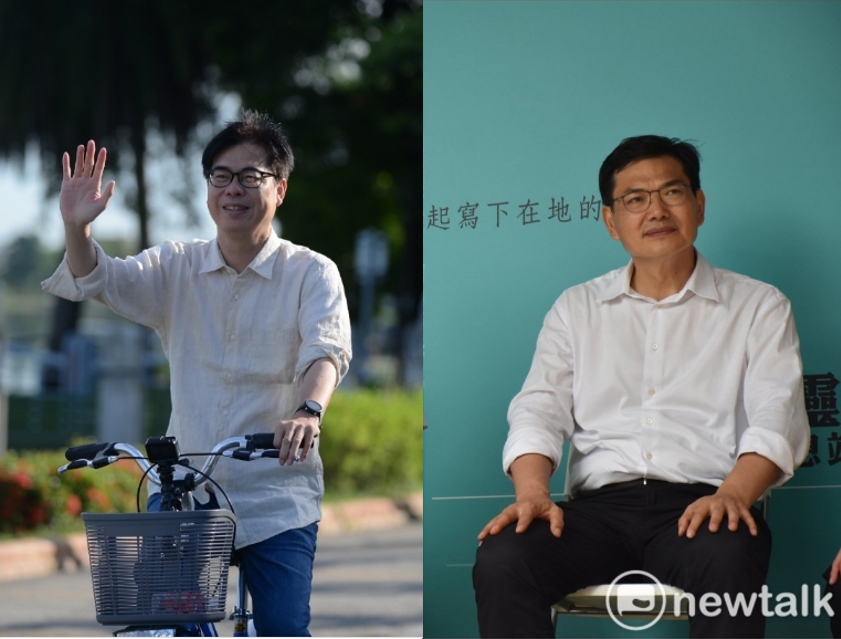 針對民眾黨的影射，陳其邁盼能正面提升市長選舉，不希望是負面攻擊，吳益政則回應，不要文青式回話。 圖：新頭殼合成