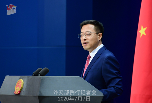 中國外交部發言人趙立堅針對FBI局長指控做出回應。 圖：中國外交部