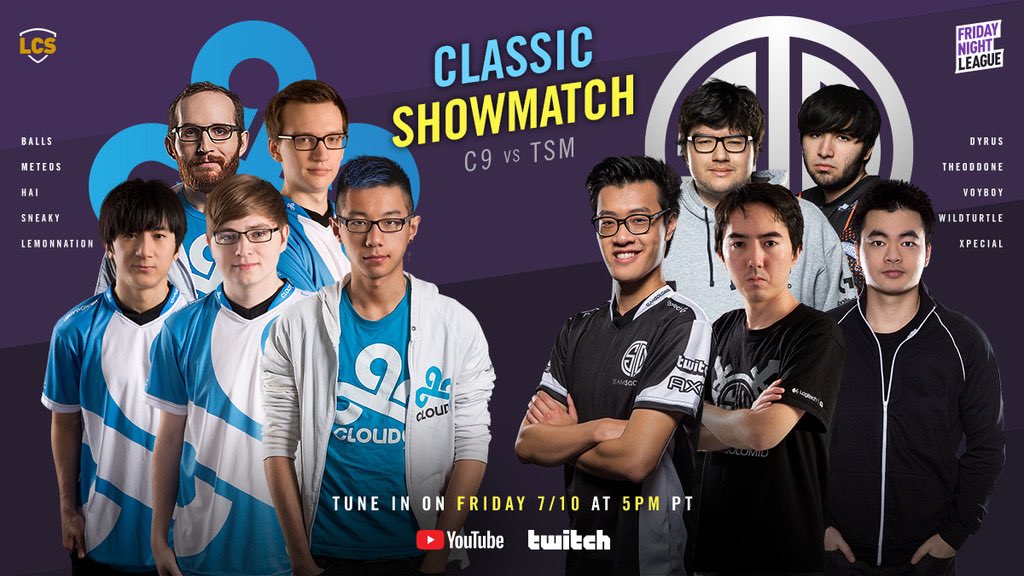 LCS今日找回C9、TSM經典成員進行表演賽。 圖：翻攝自推特