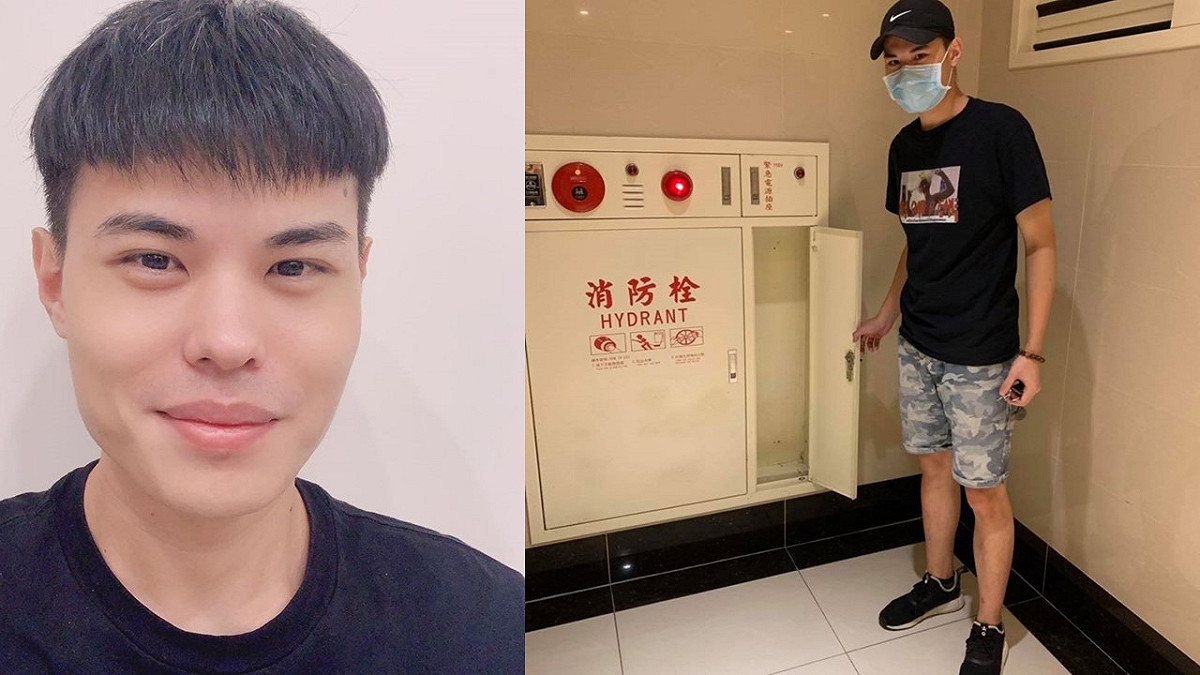 聖結石表示，自己承租公宅，月付5萬，但失火時，樓梯間的消防箱內卻沒有滅火器。 圖：翻攝聖結石臉書粉絲專頁