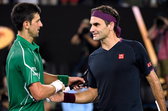 球王Novak Djokovic(左)確診2019 新型冠狀病毒（COVID-19）讓國際賽事重啟陷入困境、Roger Federer。 圖／美聯社／達志影像