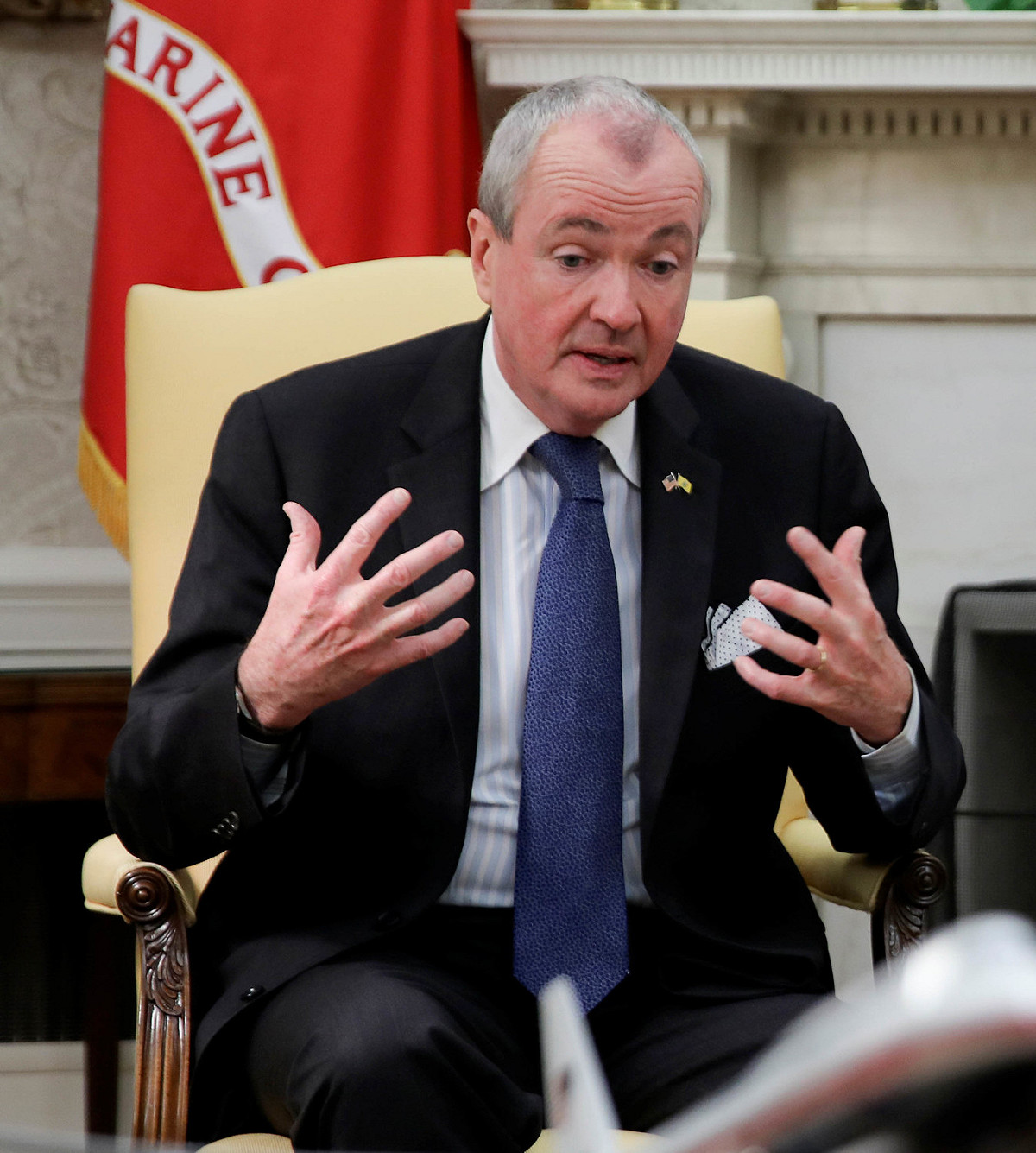 紐澤西州州長墨菲 (Phil Murphy) 發布命令，禁止室內集會超過100人，室外集會則不許超過500。 圖 : 達志影像/路透社