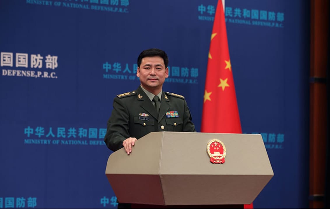 中國國防部發言人任國強。 圖：翻攝中華人民共和國國防部官網 。