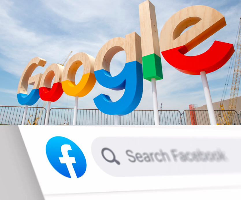Google、臉書宣布，旗下員工必須完成疫苗接種才可回到園區上班。 圖：擷取自Google官網、Facebook Developers Youtube
