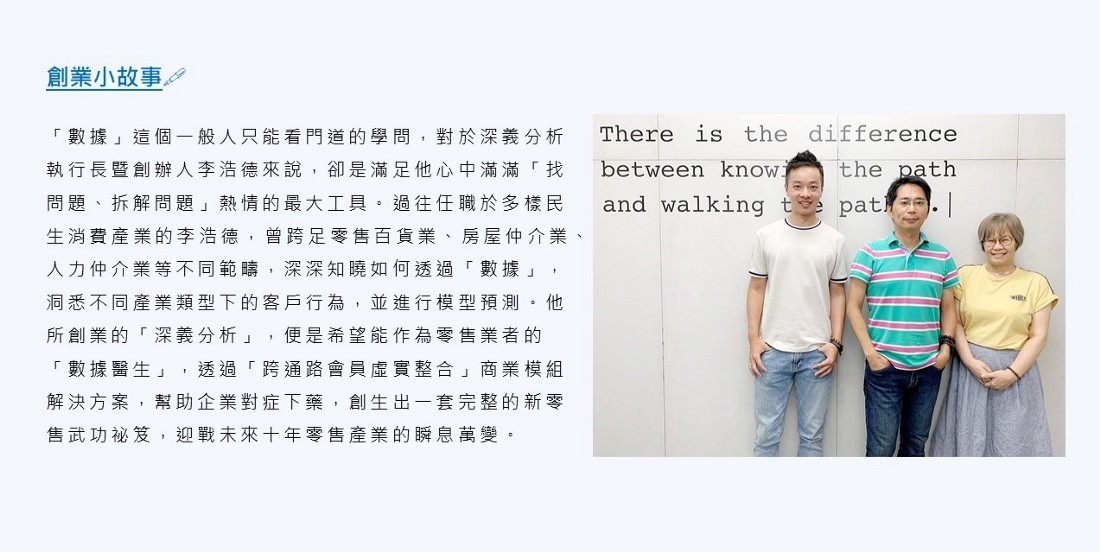 深義分析成軍之前的戰績相當驚人，創辦人李浩德仍在國內龍頭百貨業就職。 圖：創夢市集／提供