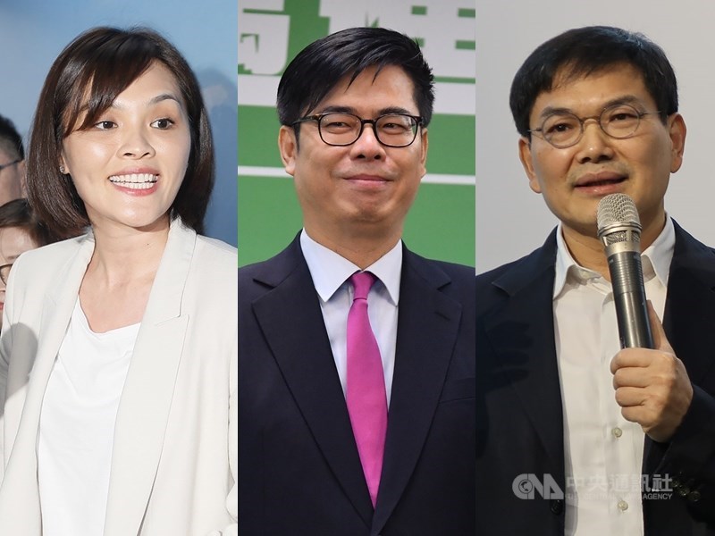 高雄市長補選電視政見發表會1日登場，藍綠白參選人備戰。圖左為國民黨參選人李眉蓁、中為民進黨參選人陳其邁、右為民眾黨參選人吳益政（右）。 （中央社檔案照片）