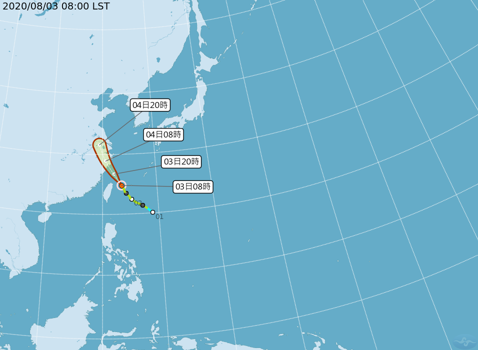 輕颱哈格比預計晚間將從福建、浙江一帶登陸 圖：翻攝自中央氣象局