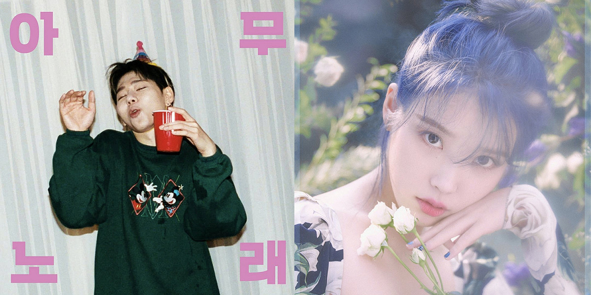 音源榜則是由SOLO歌手居多，第一名是ZICO（圖左）、第四名是IU（圖右） 圖：翻攝自IG
