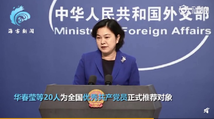 中國外交部發言人華春瑩入選「國家級抗疫表彰推薦對象」。 圖：翻攝環球時報微博影片