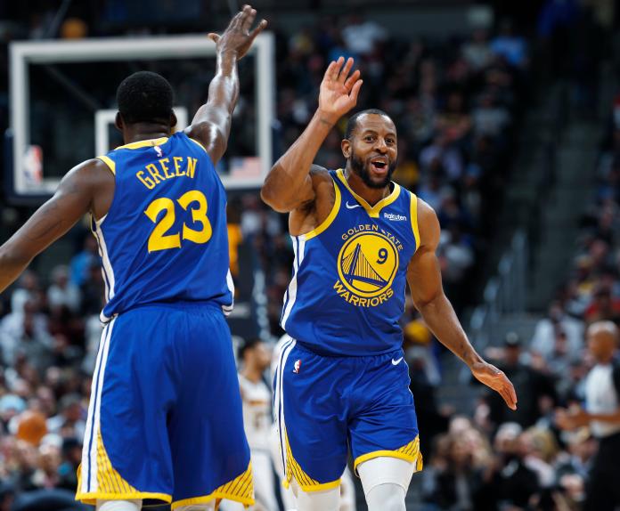 Draymond Green和Andre Iguodala是勇士前隊友。 圖／美聯社／達志影像