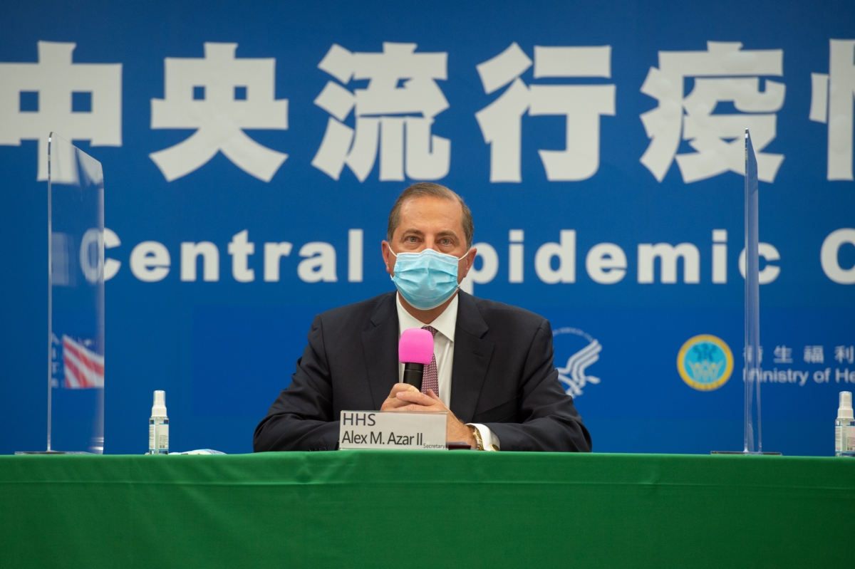 美國衛生部長阿扎爾。 圖：中央流行疫情指揮中心/提供
