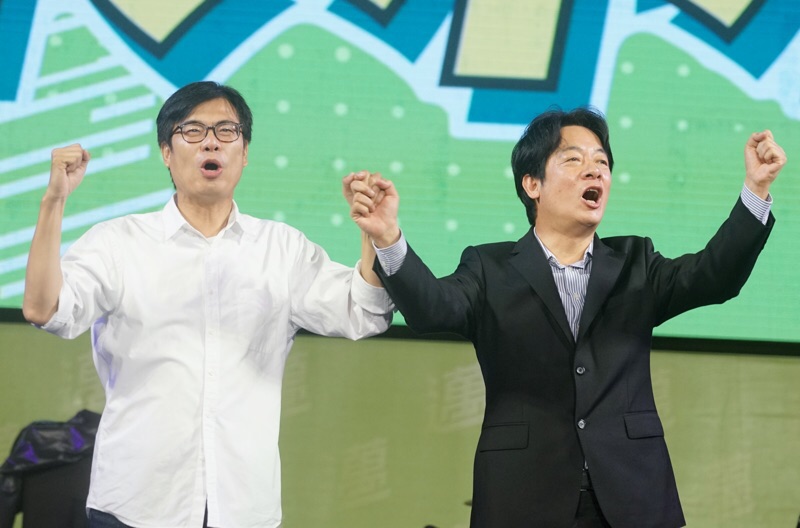 賴清德與陳其邁剛喊當選 圖:張良一攝