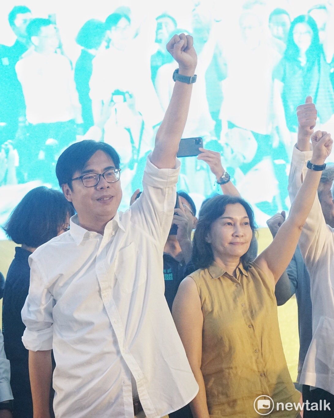 高雄市長補選今日登場，陳其邁稍早發表勝選感言，他強調，選舉結束後就是高雄人團結的開始。 圖：張良一/攝