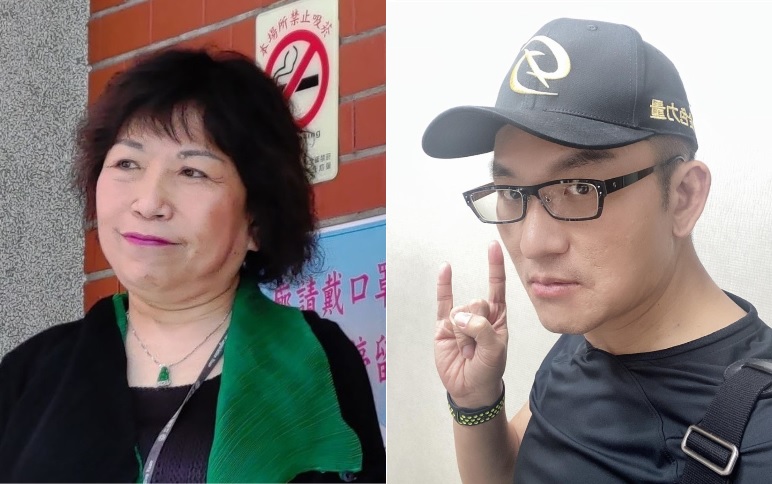 「金色力量」黨主席童仲彥（右）、國民黨立委葉毓蘭（左）。 圖：黃建豪/攝、翻攝自台灣阿童─童仲彥臉書