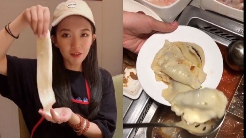 中國網紅「深夜食記」微博分享在海底撈包餃子的影片，遭網友撻伐。 圖：翻攝自深夜食記微博