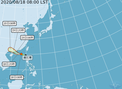 氣象局對輕颱無花果的路徑預測。 圖：中央氣象局/提供