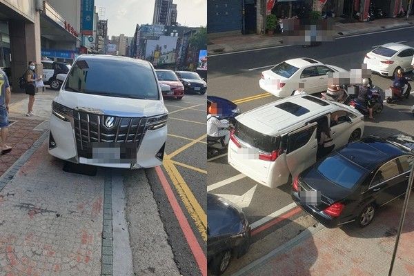 民眾指控有多輛立委座車違規停在醫院門口，影響病人及家屬出入。 圖：翻攝《爆料公社》