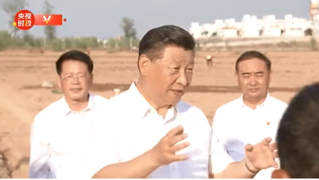 中國洪災爆發以來，習近平首度視察淮河流域洪汛災情。 圖 : 翻攝自央視