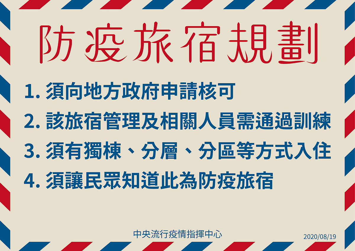 指揮中心防疫旅宿規劃。 圖：中央疫情指揮中心/提供