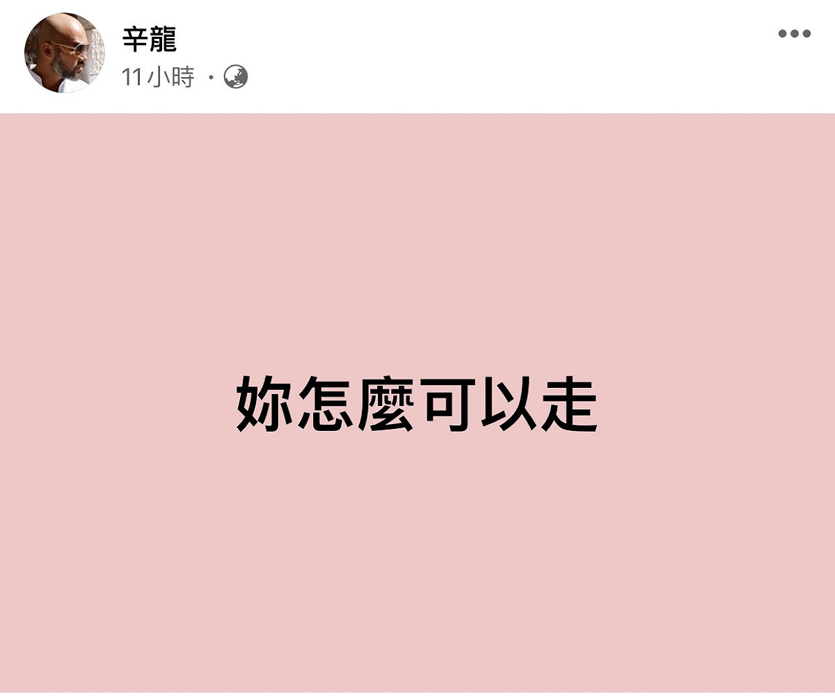 辛龍昨晚11點多發文。 圖：翻攝辛龍臉書