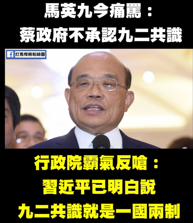 臉書社團「打馬悍將粉絲團」挺蔡政府，狠酸：「英九，習近平講的(九二共識)，你都沒在聽喔？」 圖:翻攝自 臉書社團「打馬悍將粉絲團」。