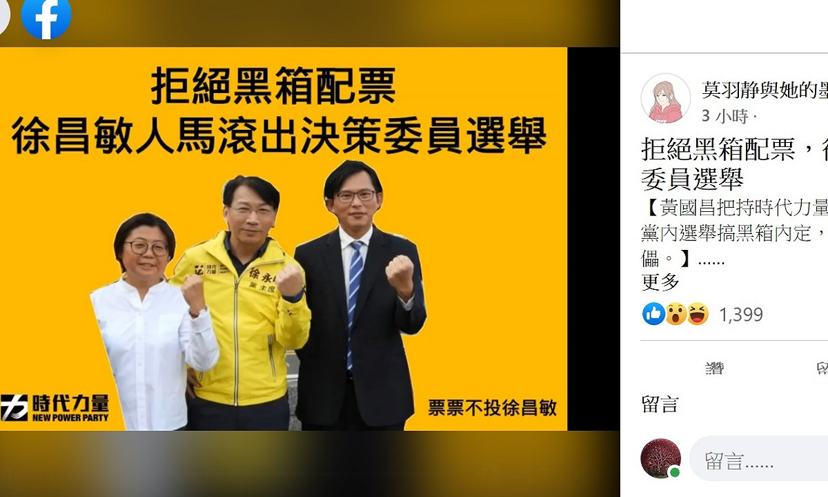 臉友「莫羽靜與她的墨水故事」在臉書公佈一份黃國昌的錄音檔 翻拍自臉書