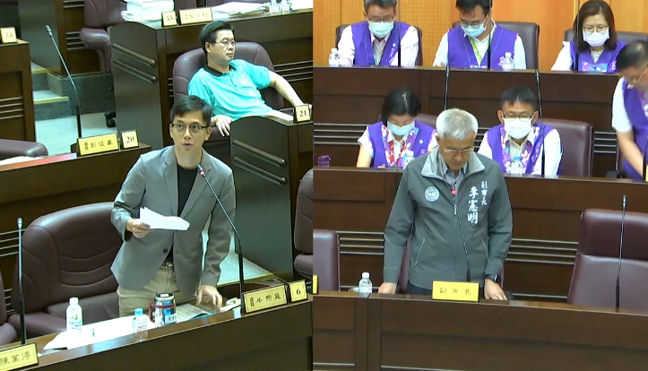 市議員牛煦庭要求市府必須向市民說明清楚，勿讓人誤會因有群帶關係才給予補助。 圖：林昀真／翻攝