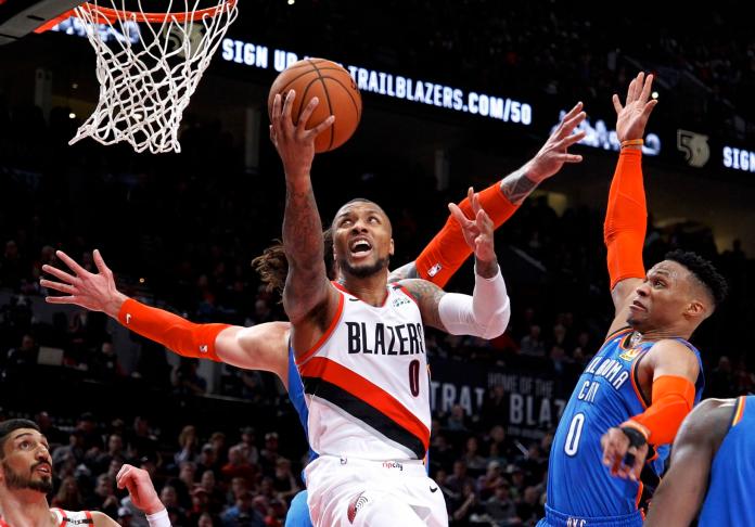 拓荒者球星Damian Lillard。 圖／美聯社／達志影像