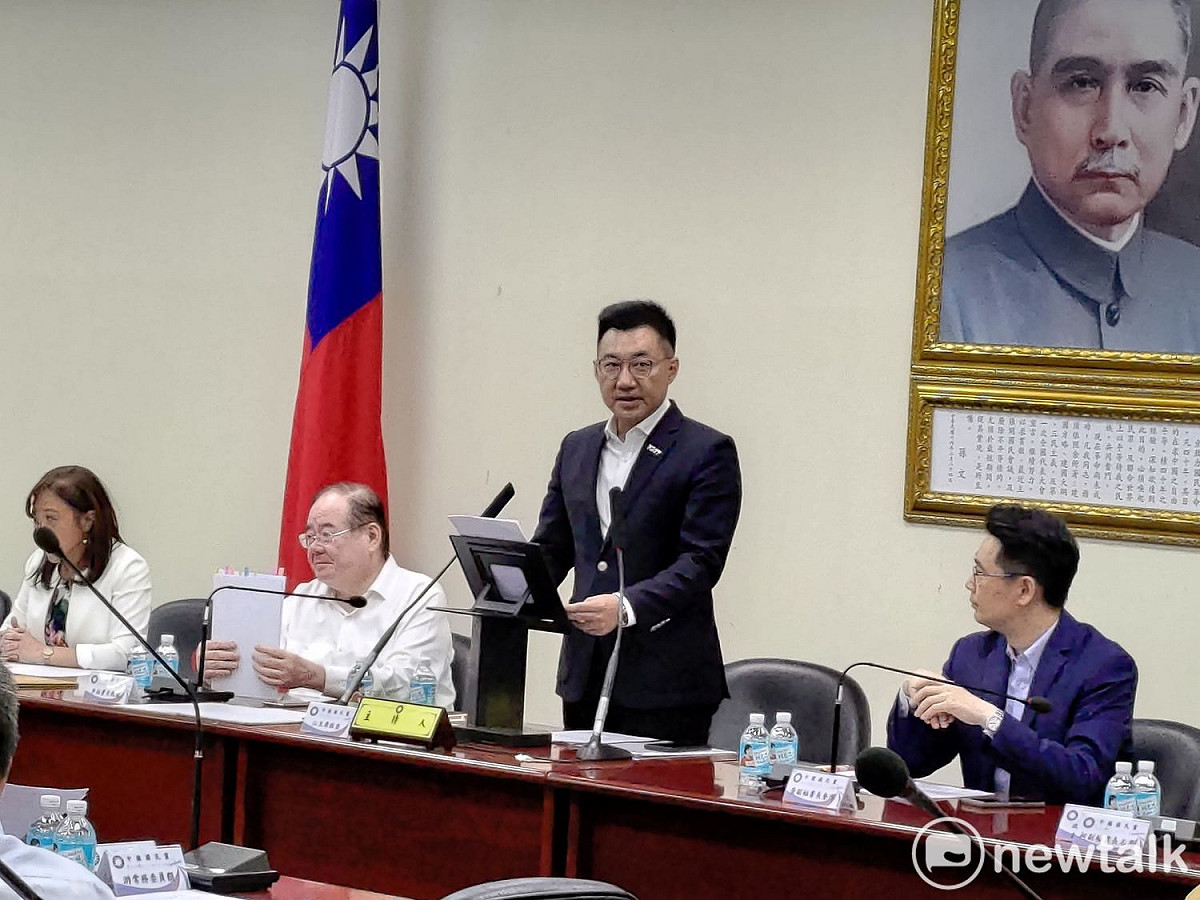 國民黨主席江啟臣於中常會發表談話。 圖：黃建豪/攝