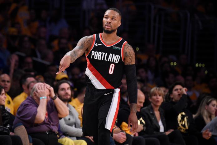 拓荒者明星後衛Damian Lillard。 圖／美聯社／達志影像
