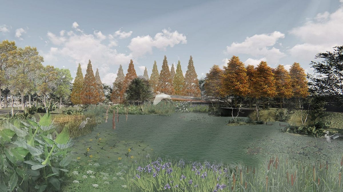 濕地公園完工模擬圖。 圖：台北市政府工務局大地工程處／提供
