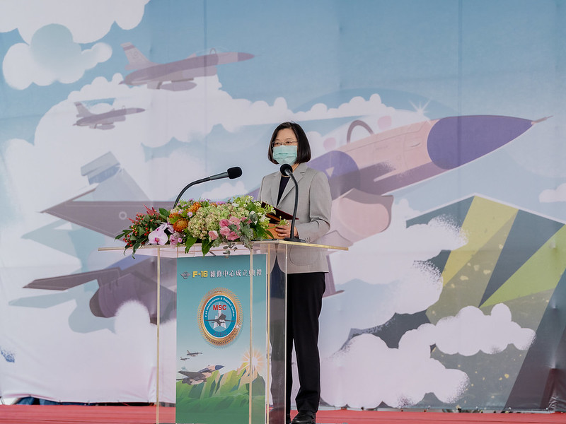 蔡英文總統今（28）天上午出席「F-16維修中心成立典禮」。 圖：總統府提供
