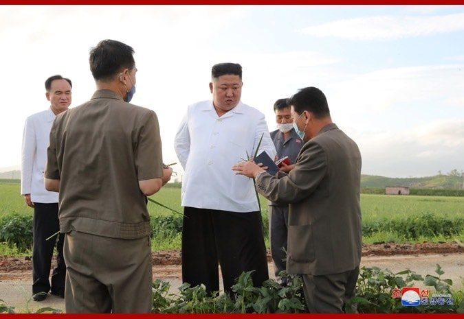 金正恩視察颱風災情。 圖：擷取自臉書（資料照）