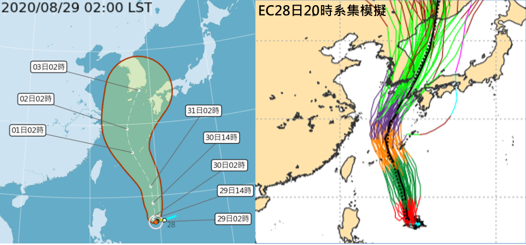 各國一致認為，梅莎颱風會通過通過琉球至宮古島一帶往韓國前進，侵襲台灣機率低。 圖：翻攝自三立準氣象· 老大洩天機專欄