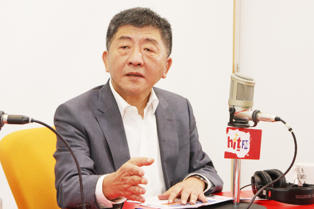 衛福部長陳時中接受《周玉蔻嗆新聞》訪問。 圖：Hit Fm《周玉蔻嗆新聞》製作單位/提供