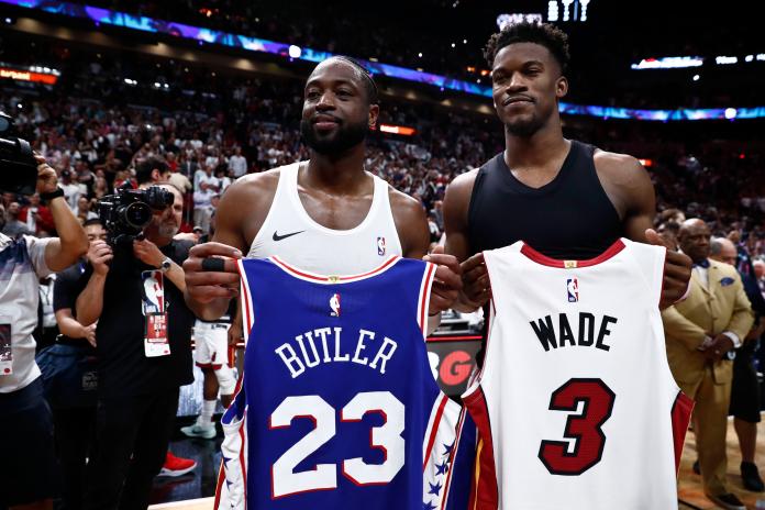 Dwyane Wade和Jimmy Butler交情深厚。 圖／美聯社／達志影像