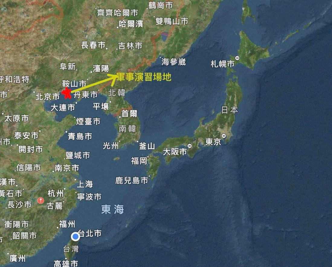 王定宇PO出中共軍事演習位置。 圖：翻攝自王定宇臉書