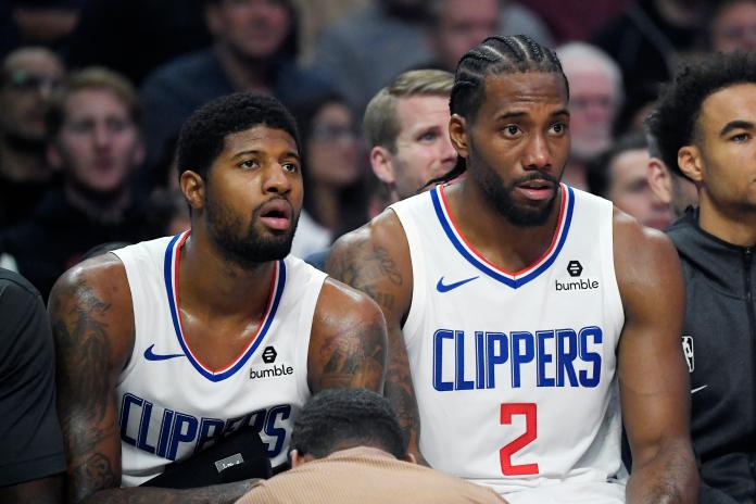 快艇雙星「可愛」Kawhi Leonard(右)和Paul George。 圖／美聯社／達志影像