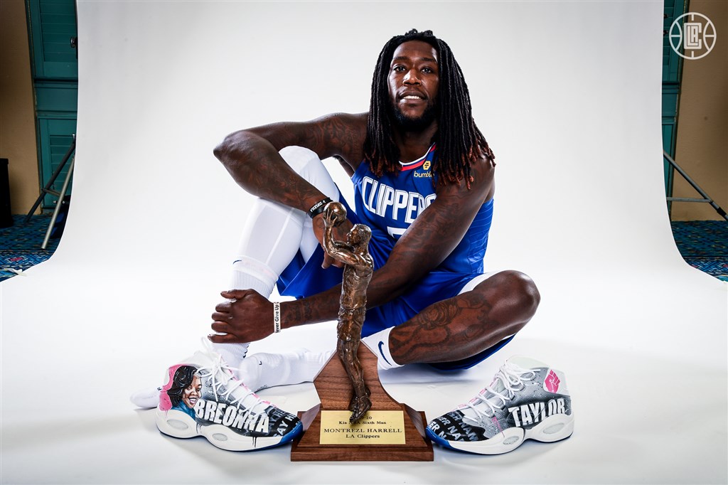 美國職籃NBA 4日宣布，洛杉磯快艇中前鋒哈洛獲選為2019-20年球季年度最佳第6人。（圖取自twitter.com/LAClippers）