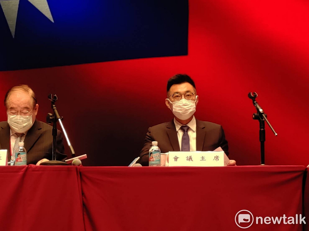 江啟臣在全代會表示國民黨兩岸論述將續抱「九二共識」。 圖：黃建豪/攝