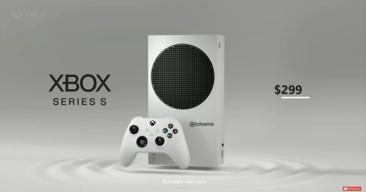外媒爆料微軟平價版次世代遊戲主機Xbox Series S外觀與售價。 圖：翻攝自Youtube