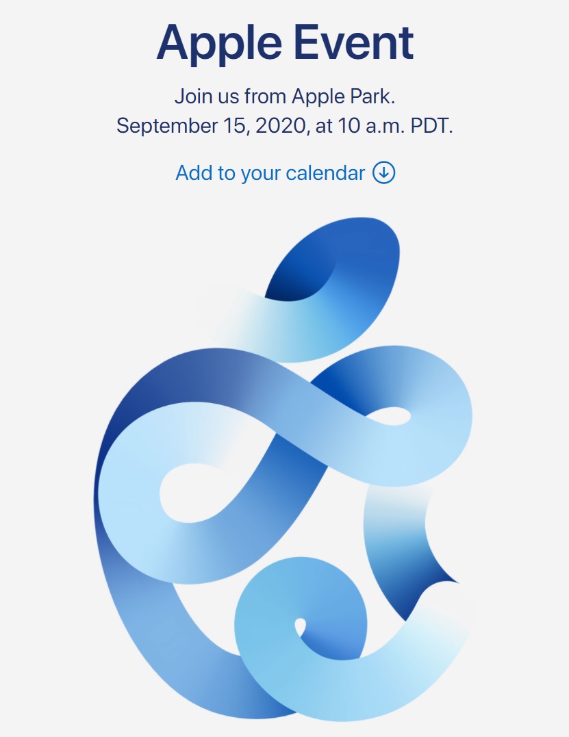 蘋果官方宣布，發表會將於美西時間9月15日上午10時（台灣時間9月16日凌晨1時）舉行。 圖：截取自官網