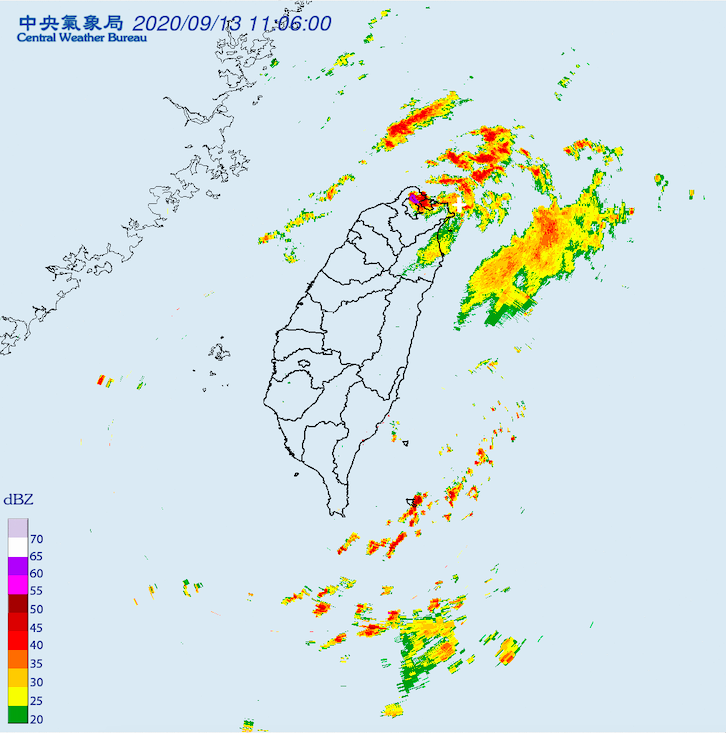 大台北有局部大雨發生的機率。 圖：擷取自中央氣象局