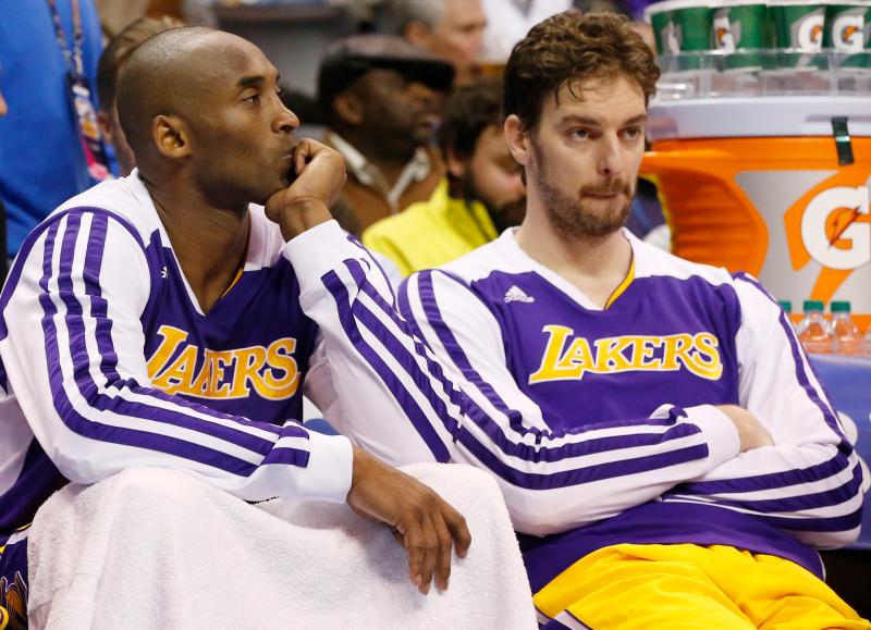 Pau Gasol和Kobe Bryant。 圖／美聯社／達志影像