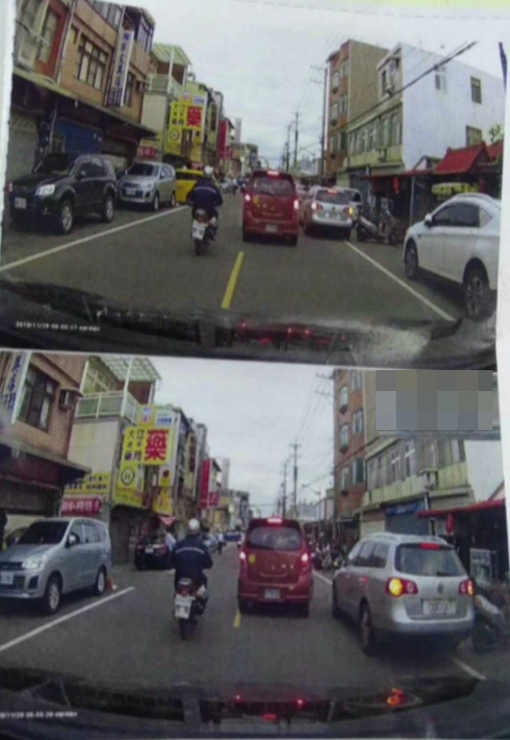 民眾在路邊等車位，在倒車之際，被檢舉達人用幾秒鐘截圖檢舉併排停車。 圖：國民黨桃園市議會黨團提供