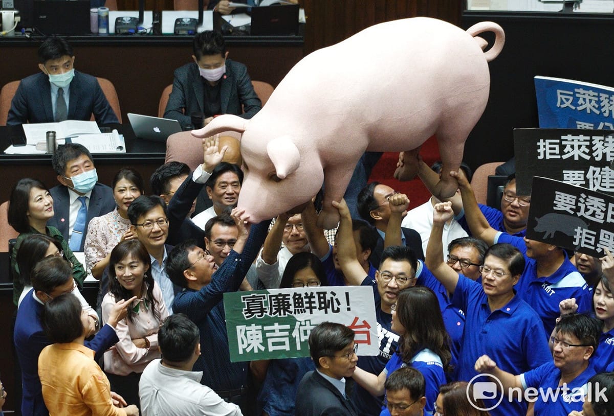 國民黨「豬攻」綠營進口美豬政策 圖：張良一／攝（資料照）